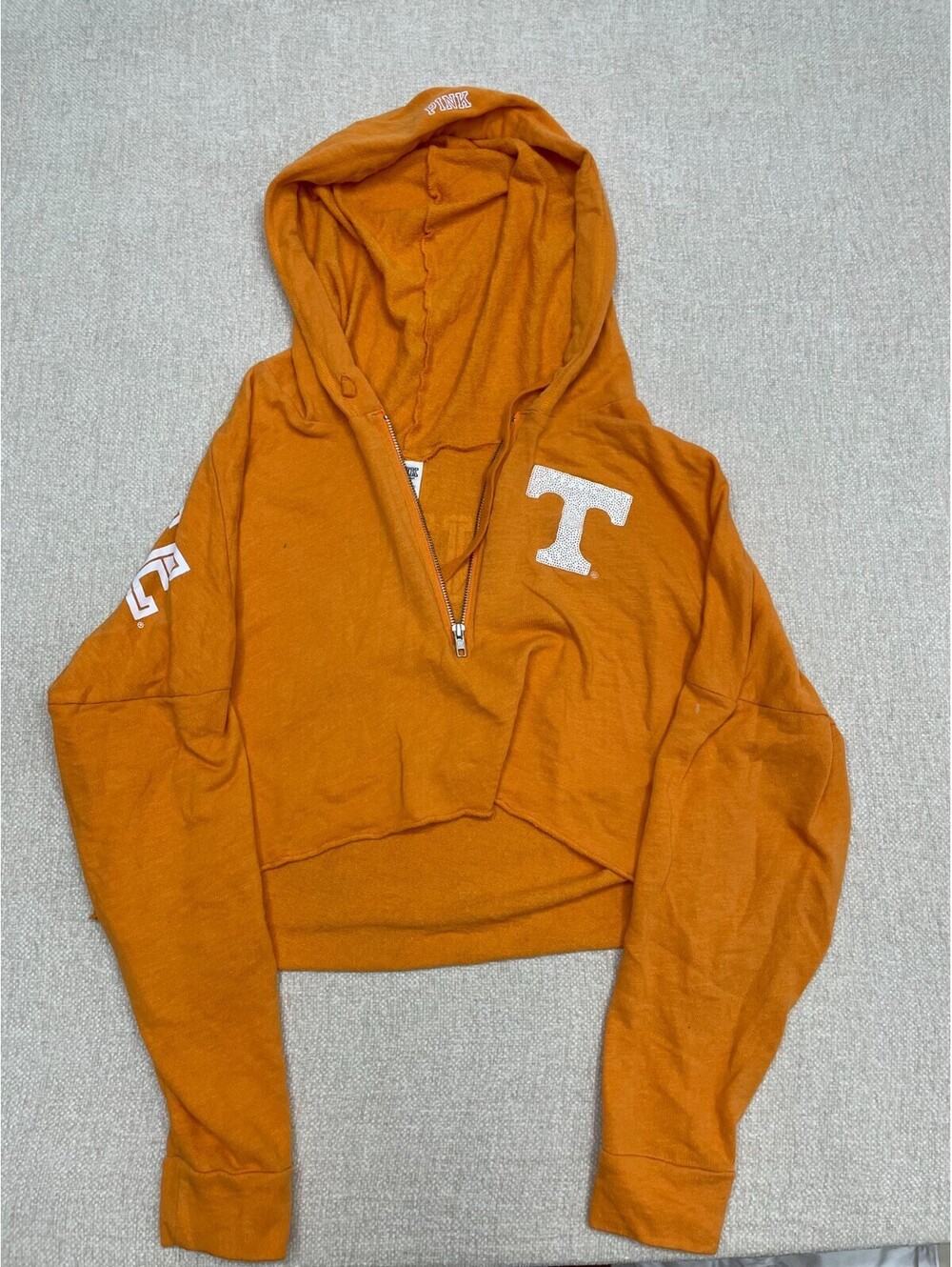 Pink Victoria Secret Tennessee Volunteers Cropped Hoodie Medium Orange Sequin